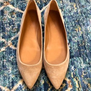 Nude suede pointy toe J.Crew flats size 6